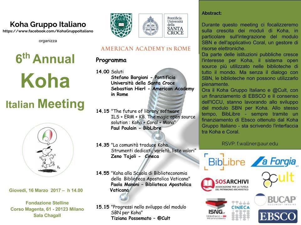 6th Annual Koha Italian Meeting – 16 marzo 2017
